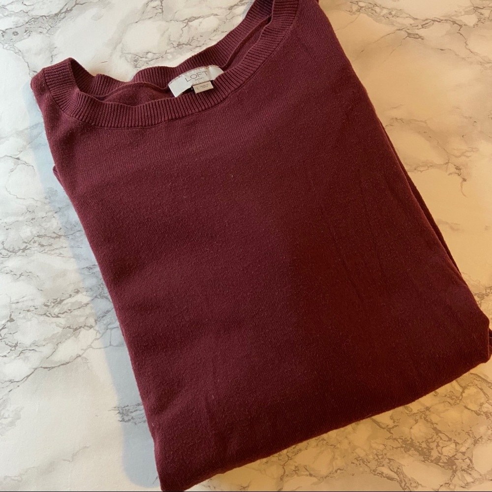 Loft Maroon Lace-Back Sweater